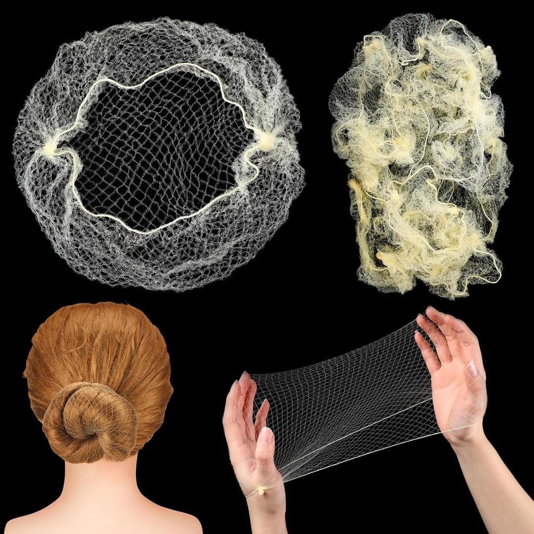 400 Hair Nets for Women, Food Service and Ballet Dance Buns - Invisible Elastic Edge Mesh, 20 Inches (Beige)