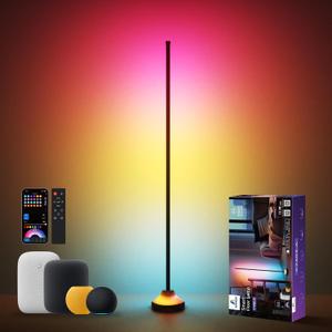 RGB&IC Smart Corner Floor Lamp20W/1100lm, 24Zone DIY & MusicSync LED Standing Lamp, App & RF Remote Control, Alexa & Google Home Compatible, Durable AluminumAlloy Base for Living Room Bedroom