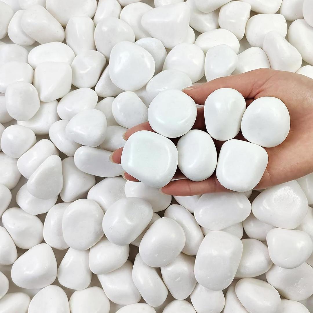 FANTIAN 5 lbs White Pebbles for Indoor Plants, Polished River Rocks, 1.5-2.5 inch Decorative White Stones for Plants Vase Fish Tank Garden and Landscaping Rocks