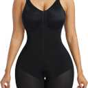 YIANNA Fajas Colombianas Postpartum Shapewear for Women Tummy Control Butt Lifter Body Shaper with Zipper Crotch (Medium, Black)