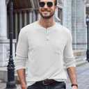 COOFANDY Men Long Sleeve Henley Shirs Casual Basic T Shirts Soild Button Tees with Pockets XXL