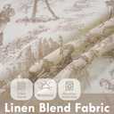 DriftAway Kitchen Curtains Toile Tier Linen Short Curtains Cafe 26 Inch Length for Living Room Bathroom Farmhouse French Country Vintage Printed Pattern Rod Pocket 2 Panels Beige