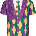 Mens 4th of July Hawaiian T-Shirt,American Flag Tie Dye Shirts,Mardi Gras St Patricks Day Hawaiian T-Shirt (L)