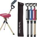 STEP2GOLD Ta-Da Chair Series 2 PRO, Portable Trekking Hiking Pole, Folding Walking Stick with Seat, Walking Cane with Chair, Foldable Chair, Lightweight Aluminum, Easy Carry and Storage, Anti-Slip (Red)