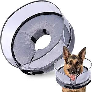  Dog Cone, Inflatable Dog Cone After Surgery for Small Medium Large Breeds, Soft Surgery Collar with Enhanced Anti-Licking Guard Shield for Pets, Protective Donut Collar