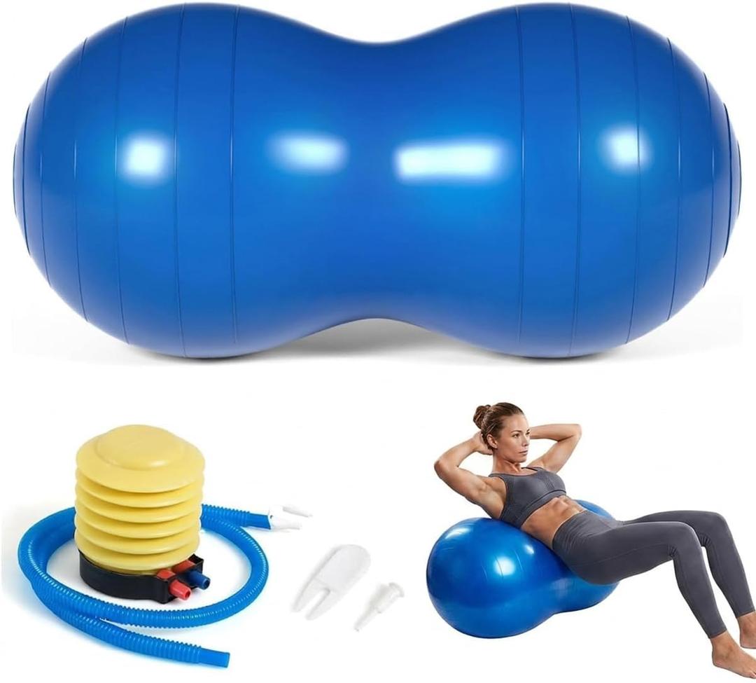 Peanut Ball for Kids Therapy,Anti-burst Exercise Ball With Pump 90x45cm Yoga Ball Gym Quality Fitness Ball for Pregnancy Birth Exercise Physical Therapy, for Child Training, Women, Men