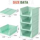 Closet Organizer, 4 Pack Stackable Storage Bins for Closet Shelves, Plastic Storage Drawers Basket Weekly Clothes Organizer for Kids(4L)Green
