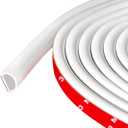 Weather Stripping Door Seal Self Adhesive Weather Strip Silicone D Shaped Door Seal Strip for Door Frame/Window Seal, 20FT, White Color (3/8" W  5/16" T)