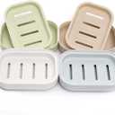 4 Pack Plastic Soap Dish, Soap Container, Double Layer Draining Soap Holder for Shower, Bathroom or Kitchen, C-0060