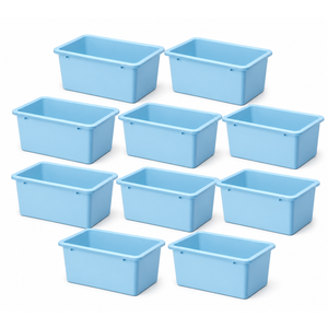 Thyle 10 Pieces Plastic Cubby Bins with Labels 11.6 x 7.7 Inch Classroom Book Bins Stacking Storage Container Organizer Storage Cubbies for Classroom Office