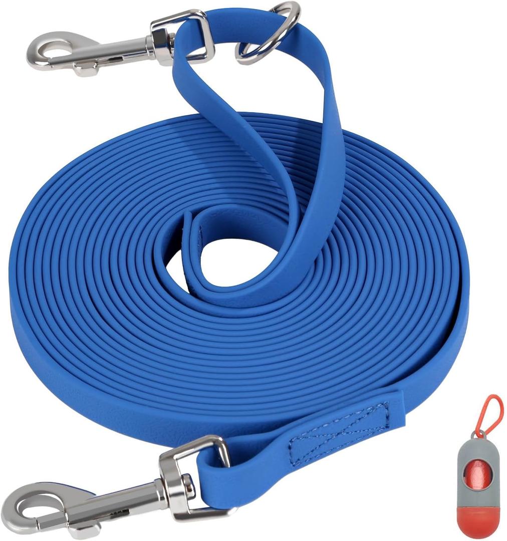 Waterproof Long Leash for Dogs Training 16FT/30FT/50FT, Long Dog Leash Heavy Duty Lead for Large Medium Small Dogs Outside Walking, Playing, Camping, or Yard(Blue 50FT)