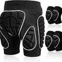 Lewtemi 3 Set Protective 3D Padded Hip EVA Short Pants Knee Pads Elbow Set Winter Protection Hip Pads Thick Non Slip Knee Sleeve Elbow Guard for Men Women Kid Ski Ice Skating (Small, Black02)
