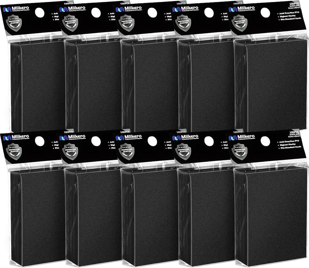 1000 Counts Black Card Sleeves, Matte Card Sleeve Deck Card Protectors, Trading Card Sleeves Fit for MTG, TCG and Sports Cards