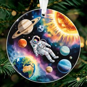 2 x ZAGKOO Astronaut Christmas Ornament 2025 - Universe Space Ornaments for Tree - Planet and Solar System Ornament for Astronomy Lovers, Kids, Men, Women, Science Fans - Galaxy Themed Acrylic Xmas Decor