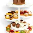 Cupcake Stand Tower, 4-Tier Rustic Cupcake Stand, Rotatable Tiered Tray Stand for 50 Cupcakes, Wooden Cupcake Tower for Party, Dessert Display Stand for Wedding(White)