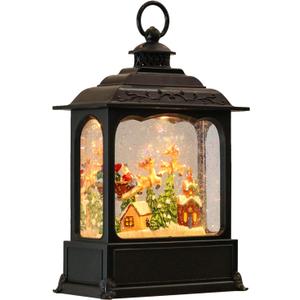 Eldnacele Musical Snow Globe Lantern with Timer, Lighted USB/Battery Operated Swirling Singing Water Glittering Lantern, Snow Globes for Adults and Kids Christmas Decoration - Santa