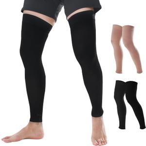 Doc Miller Thigh High Calf Sleeves Compression Hose 15-20 mmHg Opaque Stockings (3X-Large, Black)