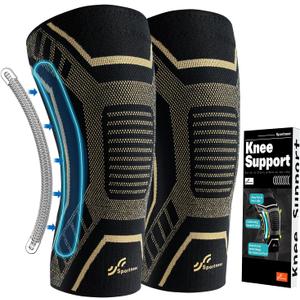 Copper Knee Brace for Men & Women - Knee Compression Sleeve with Side Stabilizers - Knee Support for Running, Hiking, Working, Basketball, Volleyball, Gym, Meniscus Tear, ACL, Arthritis Knee Pain Relief, A Pair (Medium(16"-18.5"))