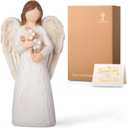 Sympathy Gifts for Loss of Loved One - 6.7" Hand-Painted Angel Figurine Holding Cross with Flowers, Memorial Gifts for Loss of Mother Father, Remembrance Angel Statue Grief Gifts