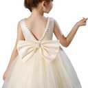 KAQININI Flower Girl Dress Kids Satin Tulle Wedding Guest Party Birthday Bridesmaid Communion Pageant Prom Ball Gown Maxi (7 Years)