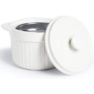 Ceramic Bacon Grease Container Keeper with Strainer, Frying Oil Storage Can, White