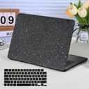 Funut for MacBook Pro 16 inch Case M5 2026 M4 2025 M3 M2 M1 2024-2021 A3429 A3428 A3403 A3186 A2991 A2780 A2485, Glitter PU Leather Hard Laptop Cover & Keyboard Cover for M4 Pro 16", Flash Gray
