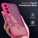 Compatible with Samsung Galaxy S25 FE,Compatible with MagSafe Transparent Clear Design Frame Matte Phone Case Shockproof Protective Cover for Women Girls Pink