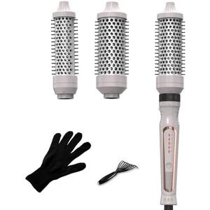 Traveling 60 Mins Auto Off Thermal Brush 3 in 1 Set Ionic Heated Round Curling Create Volume & Smoother Hair Style for Fully Dried Hair Ceramic Fast Heating Curling Iron Brush with Temperature