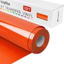 VinylRus Heat Transfer Vinyl-12” x 35FT Red Orange Iron on Vinyl Roll for Shirts, HTV Vinyl for Silhouette Cameo, Easy to Cut & Weed