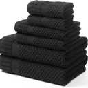 100% Cotton Bath Towels for Bathroom,Highly Absorbent Bath Towels Set Quick Dry, Luxury Soft Towels for Hotel(6 Piece, Black)