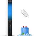 EXNOS Evaporative Air Swamp Cooler - 38inch Cooling Fans that Blow Cold Air for Bedroom, Portable Tower Fan with 3L Water Tank, Ice Packs, Remote Control, 3 Speeds