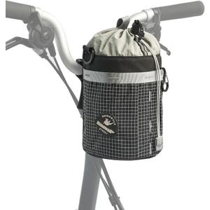 Rhinowalk 2.5L Bike Handlebar Bag for Water Bottle, Compact Cylinder Handlebar Storage with Shoulder Strap, Fits Folding Bikes and City Bicycles like Brompton (Black)