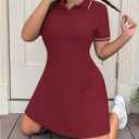 RoseSeek Women's Plus Size Football Jersey Dress Collared Golf Tennis Dress Button Front A Line Streetwear Dresses (L)