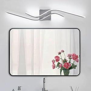 Sovinzert 31.5N Modern LED Vanity Lights, 6000K Cool White Light Modern Bathroom Light Fixtures 24W Chrome Vanity Light for Bathroom Lighting