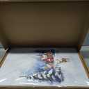 HPINUB Christmas Santa Reindeer Framed Canvas Wall Art Set Sleigh Deer Winter Snow Forest Tree Wall Decor Wonderland Art Print for Living Room,Bedroom,Party-16" x24"x3