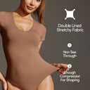 IUGA Bodysuits for Women Tummy Control Body Suits for Womens Compression Slimming Thong Bodysuit V Neck, XXL