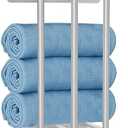 Bathroom Towel Rack with 4 Hooks - Wall Mount Towel Holder for Bathroom with Metal Shelf, Ideal Bathroom Storage Organizer and Decor（Grey）, Set of 2