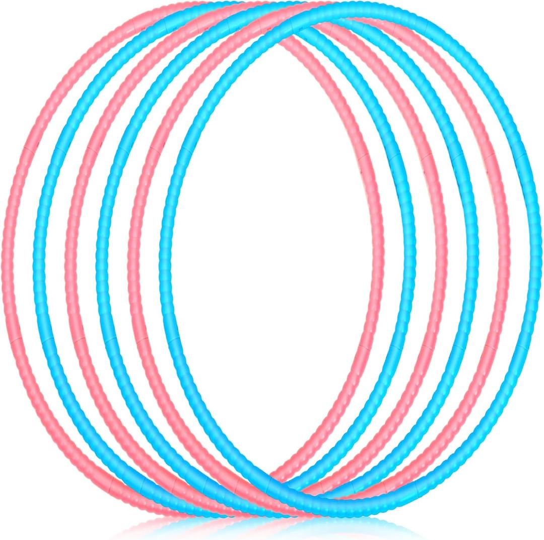 Halloscume 6 Pcs Exercise Hoop Detachable Fitness Rings Adjustable Plastic Toy Fitness Hoop Playground Toys Colored Circles for Teens Games Gymnastics Agility, 28 Inch(Pink, Blue), One Size