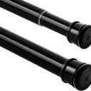 2 Pack Shower Curtain Rod 28-48 Inch, 1"Diameter Spring Small Adjustable Tension Curtain Rods for Bathroom Windows Closet No Drilling No Rust, Black (28-48Inch, Black,2Pack)