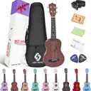 NOT HOME Soprano Ukulele Beginner Pack, 21 Inch Basswood kids Ukuleles Starter Kit with Gig Bag Spare Strings Tuner and Picks. (coffee)