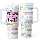 Christian Tumbler With Handle 40 Oz, Inspirational Christmas Tumbler For Women, Christian Gifts For Women Mom Wife Friends Coworkers, Christmas Coffee Insulated Cup (Faith)