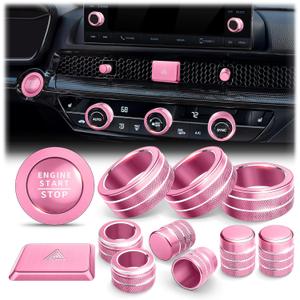 Polodunn for Honda Civic 2022-2026 Accessories, CRV 2023-2026 & Acura Ingetra 2023-2026 (Fit 7" Screen/ 2 Audio Knobs), 12pcs Knob Cover Kit - Hazard Light, Push Start, Audio, AC & Air Vent (Pink)