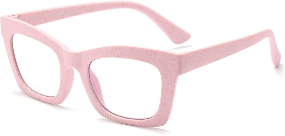 Oprah Style Square Reading Glasses Blue Light Blocking for Women Ladies Computer Readers Z05 (Pink)