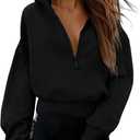 PRETTYGARDEN Women's 2026 Fall Hooded Sweatshirts Long Sleeve Half Zip Cropped Hoodies Pullover Winter Fashion Clothes M
