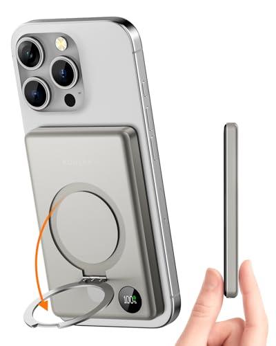 Kuulaa MagSafe Power Bank 10000mAh,Magnetic Wireless Battery Pack PD 20W USB C Fast Charging with Kickstand and LED Display for iPhone 17/16/15/14/13/12
