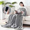 Sealy Wearable Electric Blanket with Foot Pocket, 50"x70"+18", Light Grey