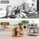 Rotating Coffee Syrup Organizer, 6 Bottles Wood Syrup Holder, Syrups Bottle Organizer Stand for Countertop, Rotating Base Storage Rack with Anti-Slip Pads, Coffee Station Bar Accessories