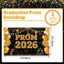 Large 71" X 43" Prom Send Off Decorations 2026 Banner, Black and Gold Prom Backdrop for Photoshoot for High School College Graduation Party Decor