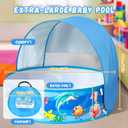 Baby Beach Tent, Pop-Up Above Ground Pool, Foldable Kiddie Pool with Sun Shelter Canopy for Ages 9-48 Months, Toddler Wading Pool, Portable Water Play Sum Toys for Outdoor Activity