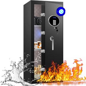 9.0 Cuft Heavy Duty Home Safe Box Fireproof Waterproof, Extra Large Fire Proof Safe for Home Documents Business Office Use, Anti-Theft Digital Safety Box with Light, Removable Shelf, Handle (9 Cubic Feet)